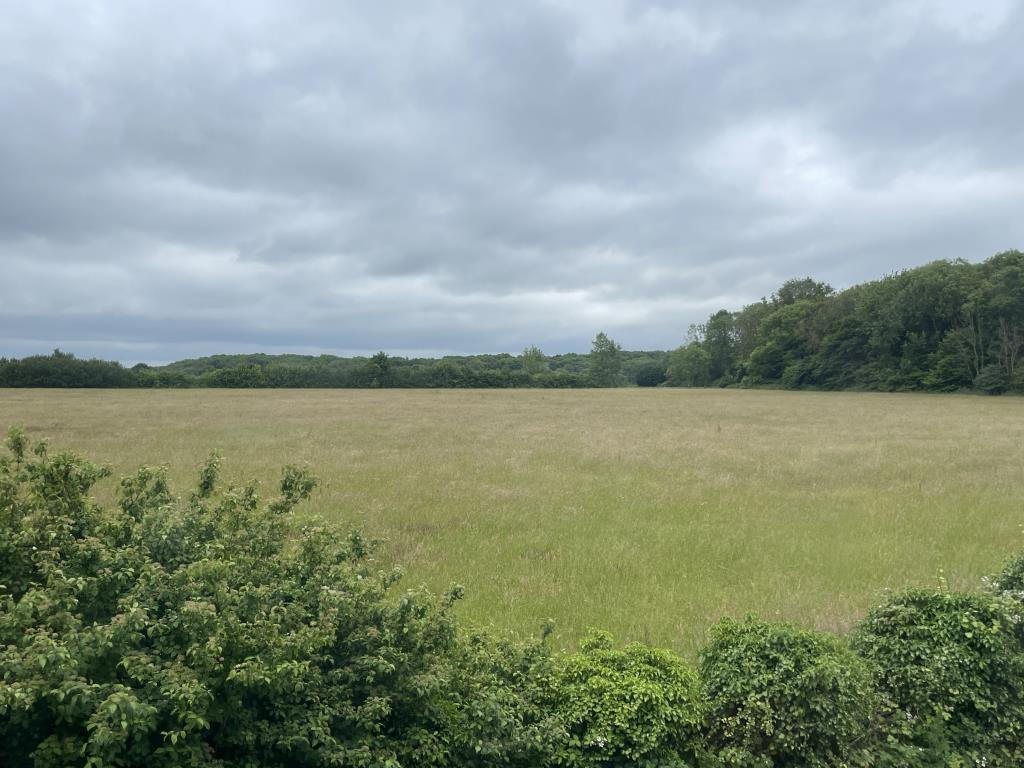 Lot: 27 - HOUSE IN NEED OF IMPROVEMENT WITH VIEWS ACROSS FARMLAND - view from front bedroom window at house in need of refurbishment